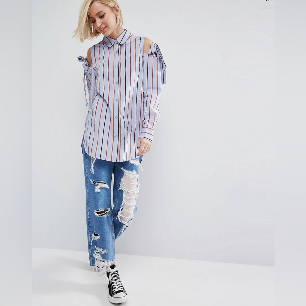 Asos Tie Shoulder Button Up Shirt